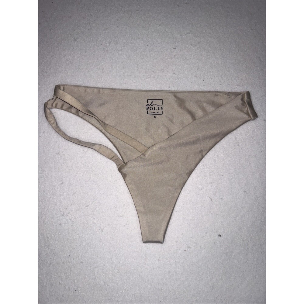 Oh Polly Swim Ivory High-Cut Hip cut out Bikini Bottoms Sexy Classic Neutral